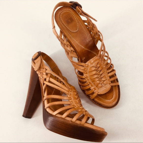 Frye Shoes - Frye Joy Huarache Platform Leather Heels Sandals